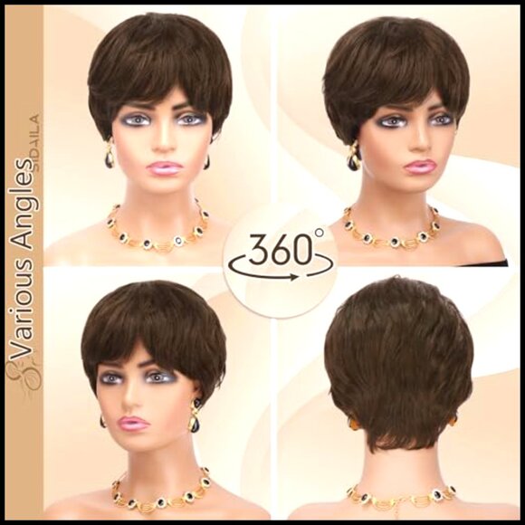 Short Straight Human Hair Pixie Wig Glueless Layered Style Adjustable main image 6